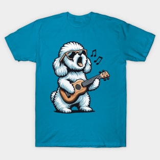 Dog Playing Guitar Singing Maltese Poodle Funny Doodle T-Shirt